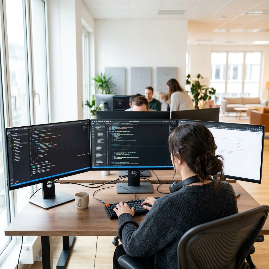 Developer writing code